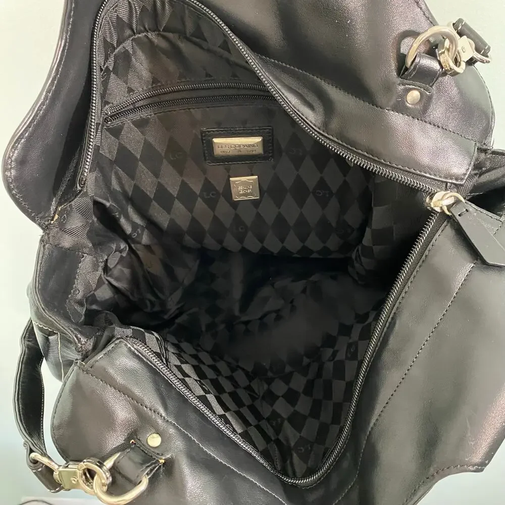 Les Copains Vtg Made In Italy Top Handle Laptop Leather Bag with Crossbody Strap